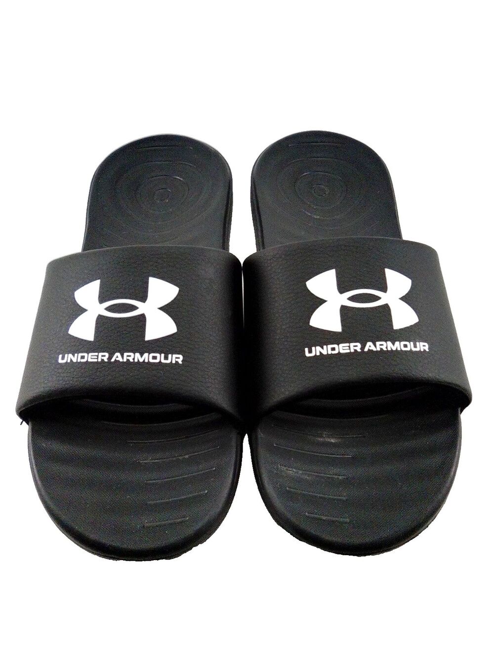 Under Armour Black/White Unisex Rubber Sliders Padded Comfort Insoles Size 7